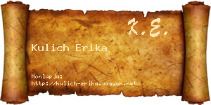 Kulich Erika névjegykártya